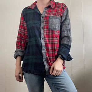 Fun patchwork flannel shirt, long sleeve, multicolor